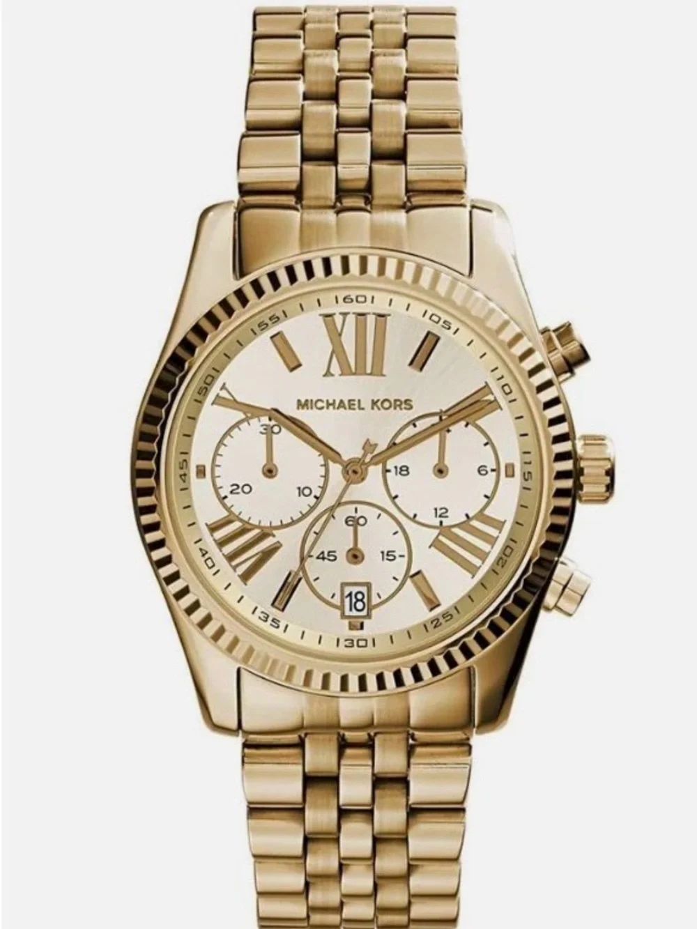 Michael Kors Gold Stainless Steel Chronograph Watch Womens 38mm dial